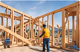 Construction worker framing a new wood-frame building
