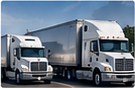 White semi trucks parked at a distribution yard